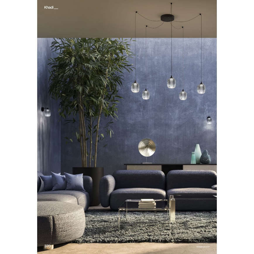 Redo 01-3487 - LED zatemljiv lestenec na kablu KHADI 5xLED/5,2W/230V CRI 90 pajek črna/dimna