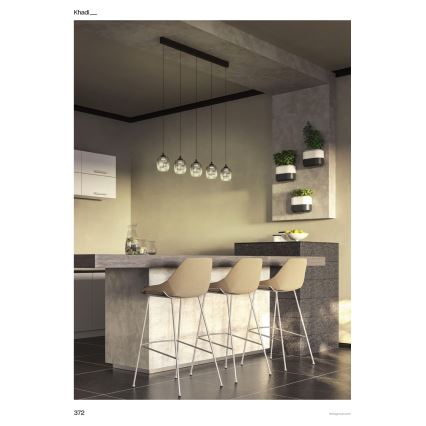 Redo 01-3490 - LED zatemljiv lestenec na kablu KHADI 5xLED/5,2W/230V CRI 90 črna/zadimljena