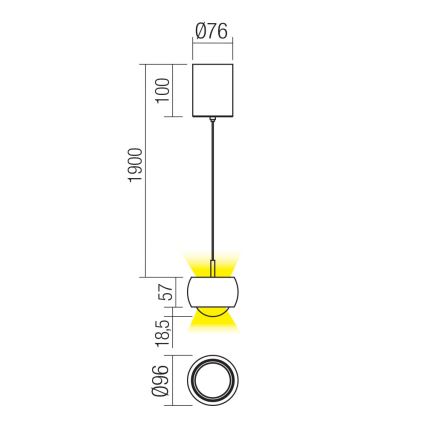 Redo 01-3548 - LED Lestenec na vrvici AVES LED/12W/230V pr. 9,6 cm CRI 90 baker