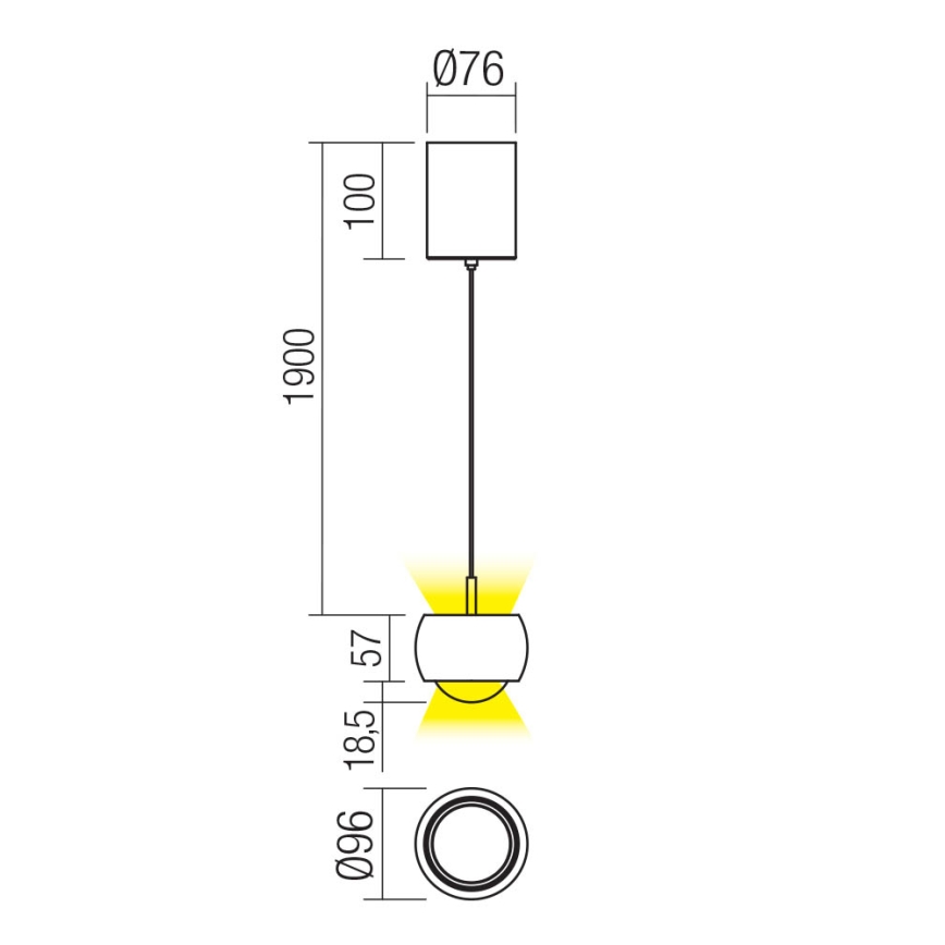 Redo 01-3548 - LED Lestenec na vrvici AVES LED/12W/230V pr. 9,6 cm CRI 90 baker