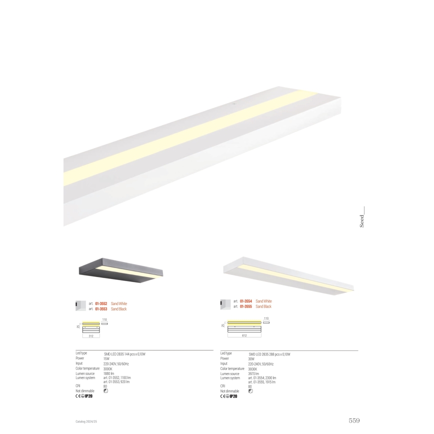 Redo 01-3554 - LED Stenska svetilka SEED LED/30W/230V bela
