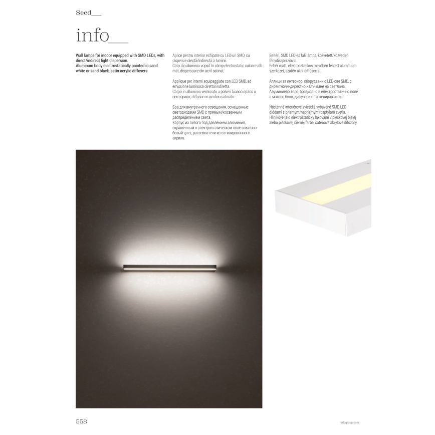 Redo 01-3555 - LED Stenska svetilka SEED LED/30W/230V črna
