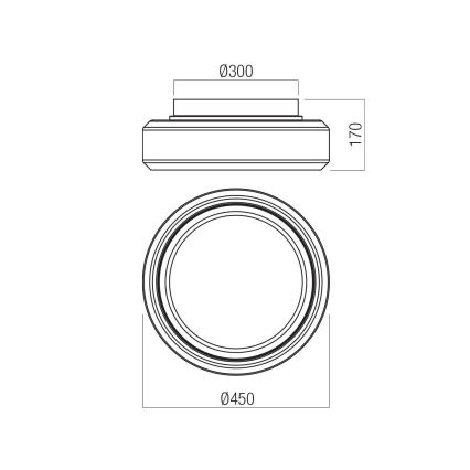Redo 01-3590 - LED Stropna svetilka SOLERA LED/36W/230V pr. 45 cm CRI 93 3000/4000K siva