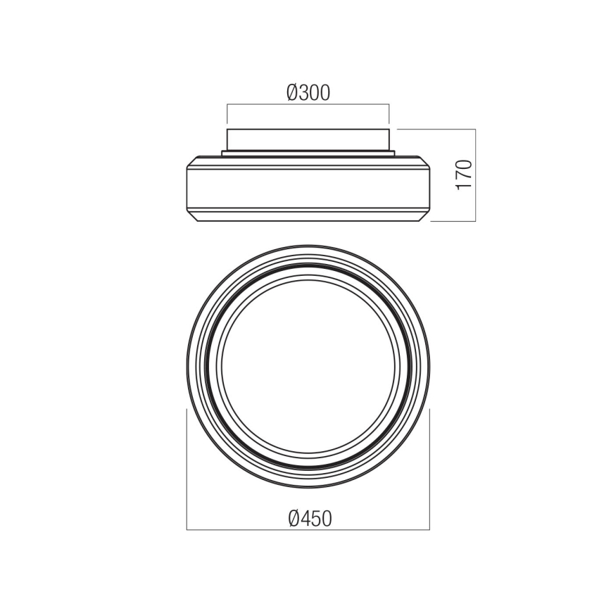 Redo 01-3590 - LED Stropna svetilka SOLERA LED/36W/230V pr. 45 cm CRI 93 3000/4000K siva