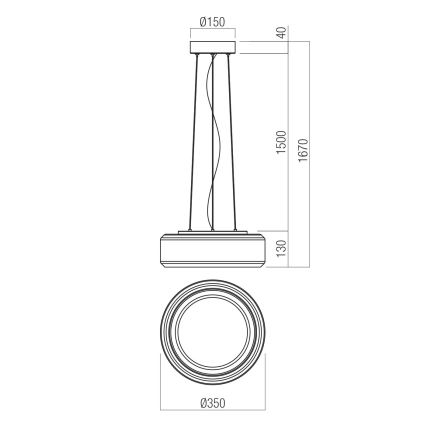 Redo 01-3591 - LED Lestenec na vrvici SOLERA LED/24W/230V pr. 35 cm CRI 93 3000/4000K siva