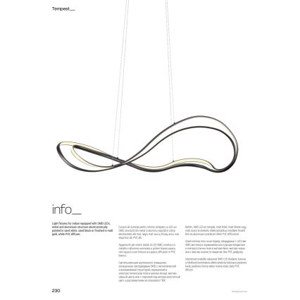 Redo 01-3598 - zatemnljiv LED lestenec na kablu TEMPEST LED/58W/230V zlati