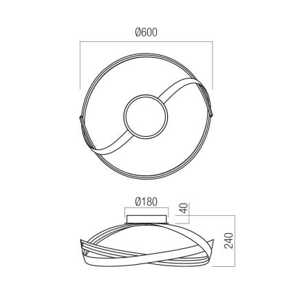 Redo 01-3613 - LED zatemnljivo stropno svetilo IMPULS LED/34W/230V, premer 60 cm, zlate barve
