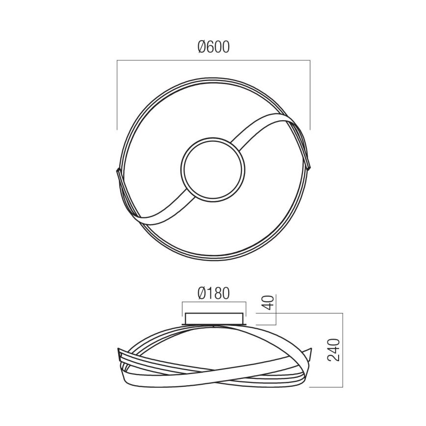 Redo 01-3613 - LED zatemnljivo stropno svetilo IMPULS LED/34W/230V, premer 60 cm, zlate barve