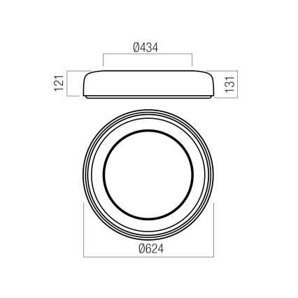 Redo 01-3724 - LED stropna svetilka DIP LED/40W/230V 2700/3000/4000/5000/6500K CRI 90 premer 62,4 cm črna