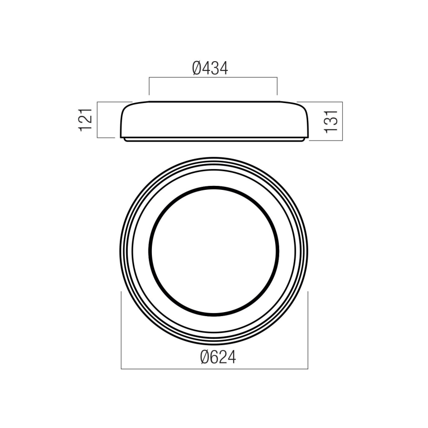 Redo 01-3724 - LED stropna svetilka DIP LED/40W/230V 2700/3000/4000/5000/6500K CRI 90 premer 62,4 cm črna
