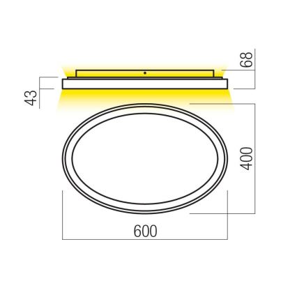 Redo 01-3808 - zatemnjevalno stropno svetilo NOBU LED/60W/230V 3000/4000K CRI 90 črna