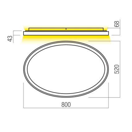 Redo 01-3810 - zatemnjevalna LED stropna svetilka NOBU LED/80W/230V 3000/4000K CRI 90 zlata