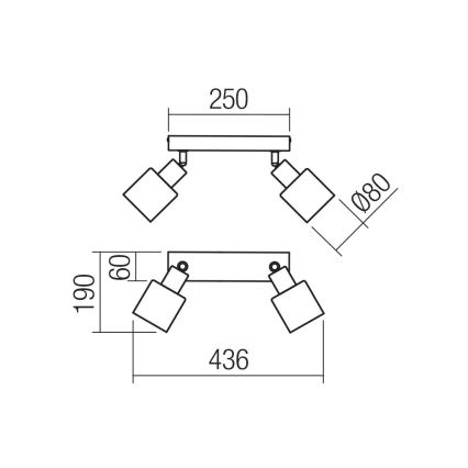 Redo 01-3985 - Reflektor ROTIS 2xE14/15W/230V