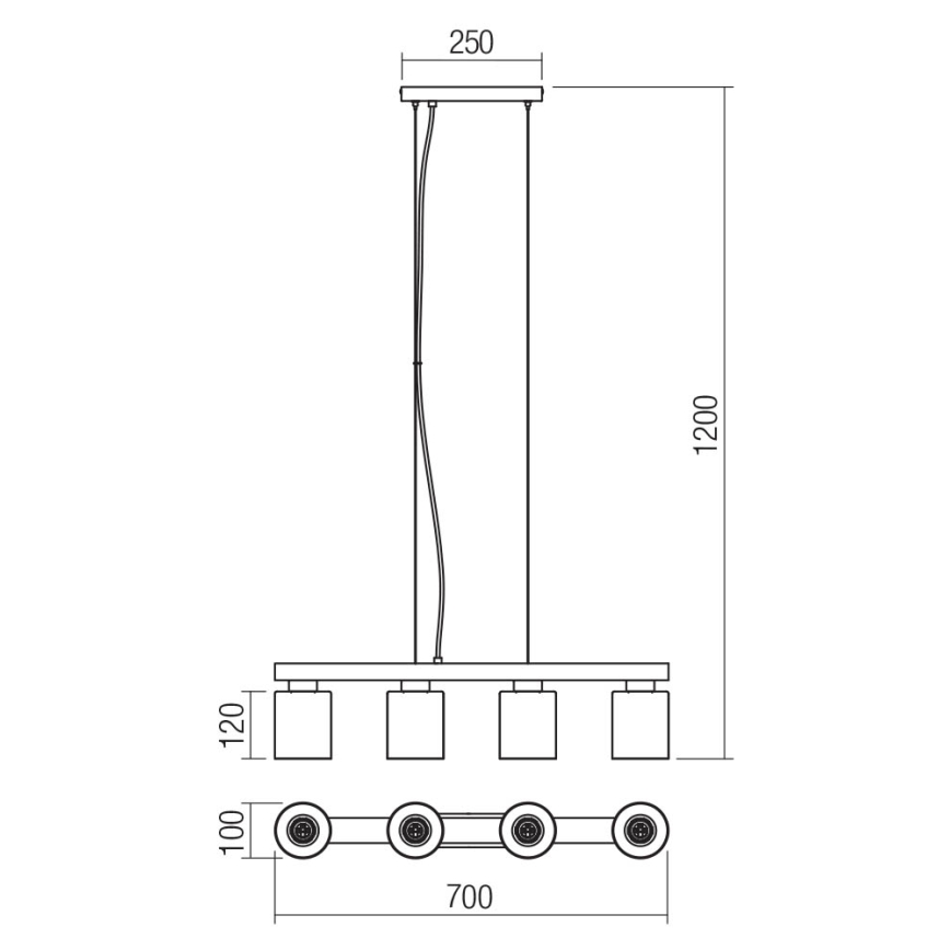 Redo 01-3986 - Lestenec na vrvici ROTIS 4xE27/15W/230V
