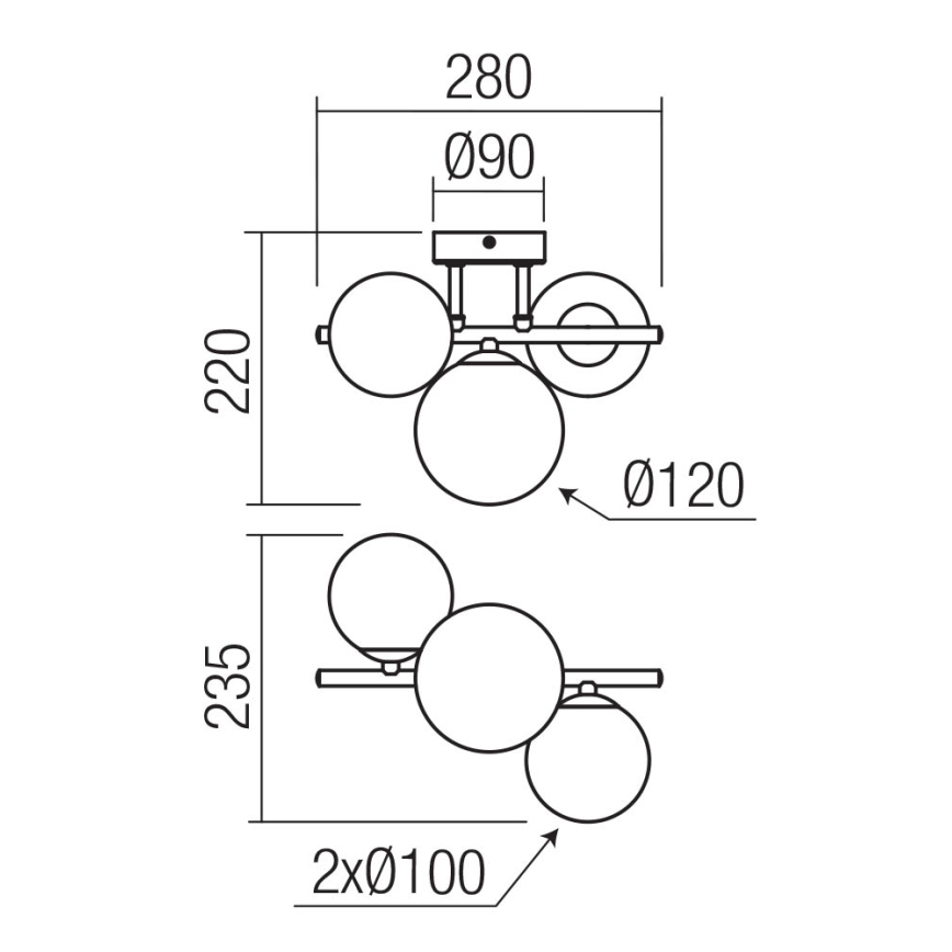 Redo 01-3988 - Nadgradni lestenec ASTRA 3xG9/8W/230V črna