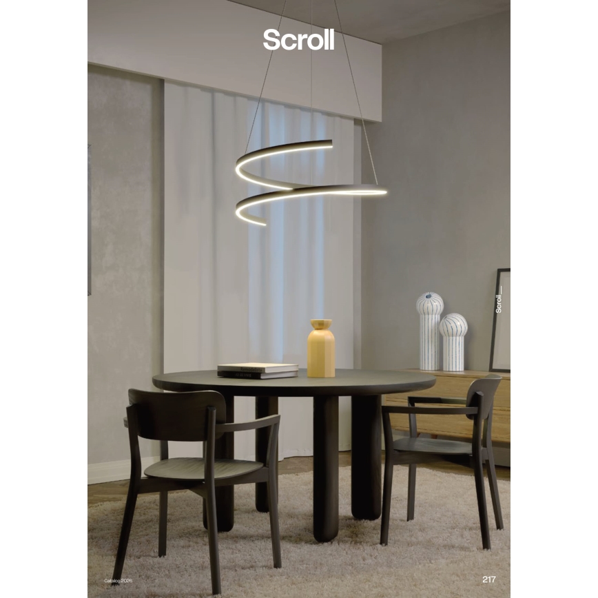 Redo 01-4015 - SCROLL LED zatemljiv viseči lestenec na kablu LED/38W/230V 3000K/4000K/6000K CRI 90 premer 60 cm črna