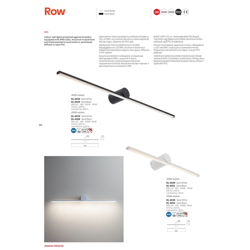 Redo 01-4034 - LED Kopalniška luč za osvetlitev ogledala ROW LED/18W/230V 90 cm IP44 bela