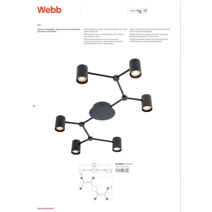 Redo 01-4048 - Reflektor WEBB 6xGU10/10W/230V črna