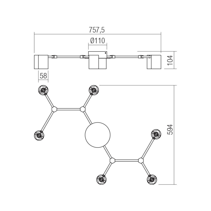 Redo 01-4048 - Reflektor WEBB 6xGU10/10W/230V črna