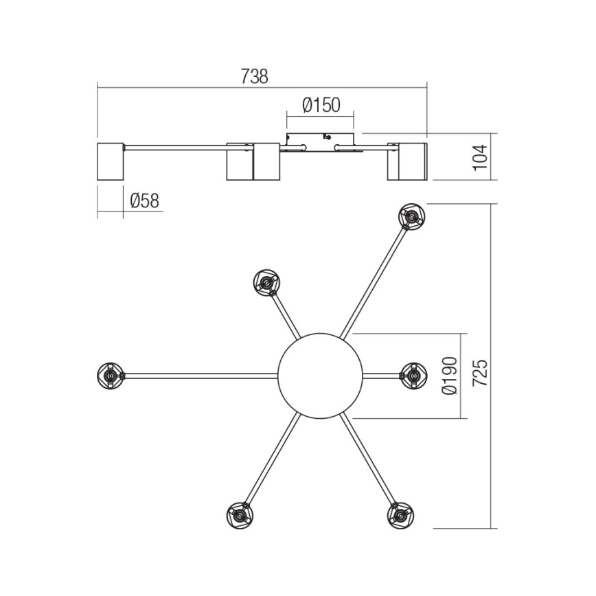 Redo 01-4052 - Reflektor NOA 6xGU10/10W/230V črna