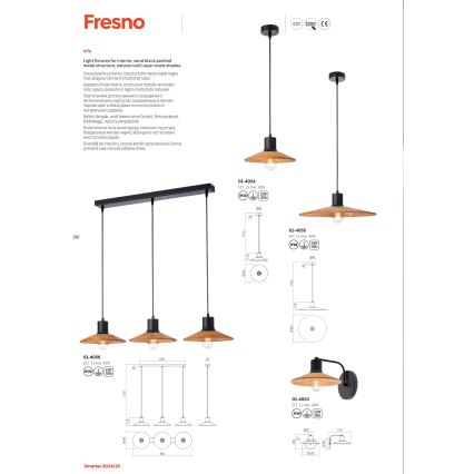 Redo 01-4053 - Stenska svetilka FRESNO 1xE27/42W/230V