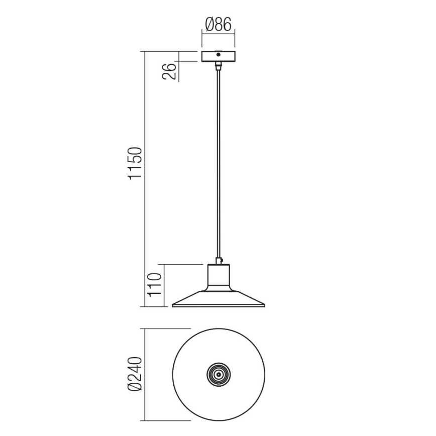 Redo 01-4054 - Lestenec na vrvici FRESNO 1xE27/42W/230V pr. 24 cm