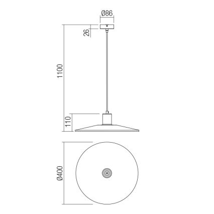 Redo 01-4055 - Lestenec na vrvici FRESNO 1xE27/42W/230V pr. 40 cm