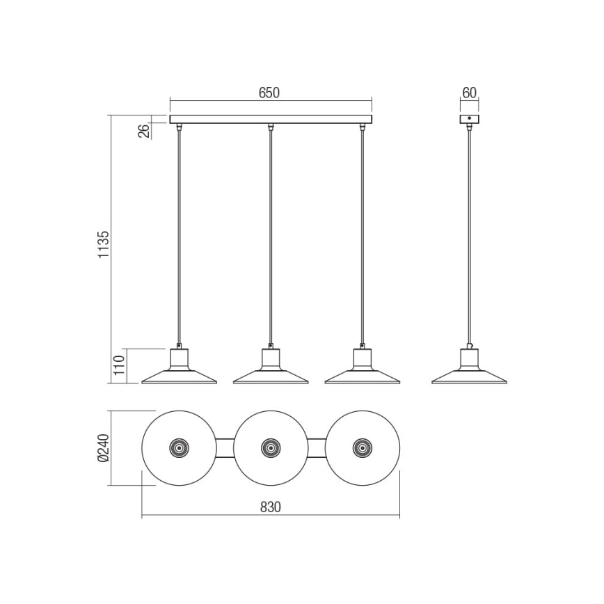 Redo 01-4056 - Lestenec na vrvici FRESNO 3xE27/42W/230V