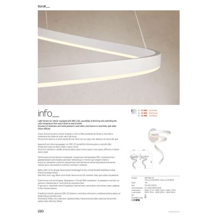 Redo 01-4282 - Zatemnljiva LED talna svetilka SCROLL LED/30W/230V 3000K/4000K/6000K CRI 90 zlata