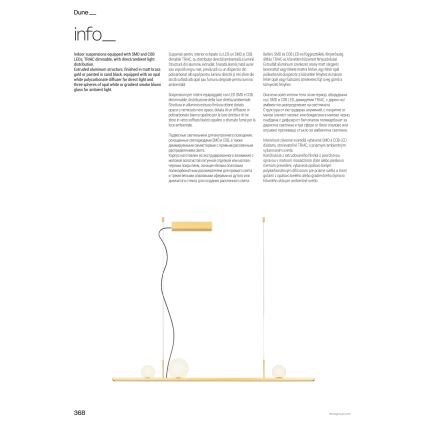 Redo 01-4301 - Zatemljiv LED lestenec na kablu DUNE LED/48W/230V 3000K CRI 90 bela/zlata