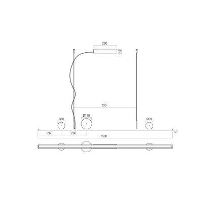Redo 01-4301 - Zatemljiv LED lestenec na kablu DUNE LED/48W/230V 3000K CRI 90 bela/zlata