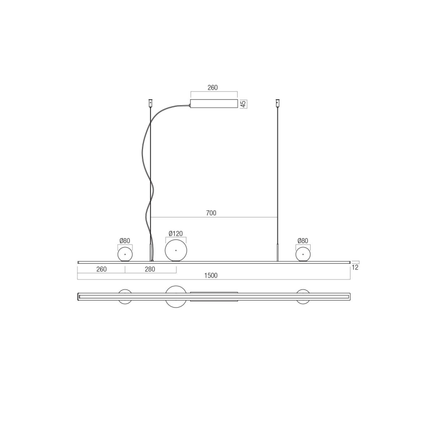 Redo 01-4301 - Zatemljiv LED lestenec na kablu DUNE LED/48W/230V 3000K CRI 90 bela/zlata