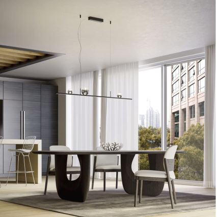 Redo 01-4302 - LED z možnostjo zatemnitve viseči lestenec na kablu DUNE LED/48W/230V 3000K CRI 90 črna/zadimljeno steklo