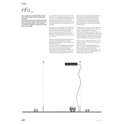 Redo 01-4302 - LED z možnostjo zatemnitve viseči lestenec na kablu DUNE LED/48W/230V 3000K CRI 90 črna/zadimljeno steklo