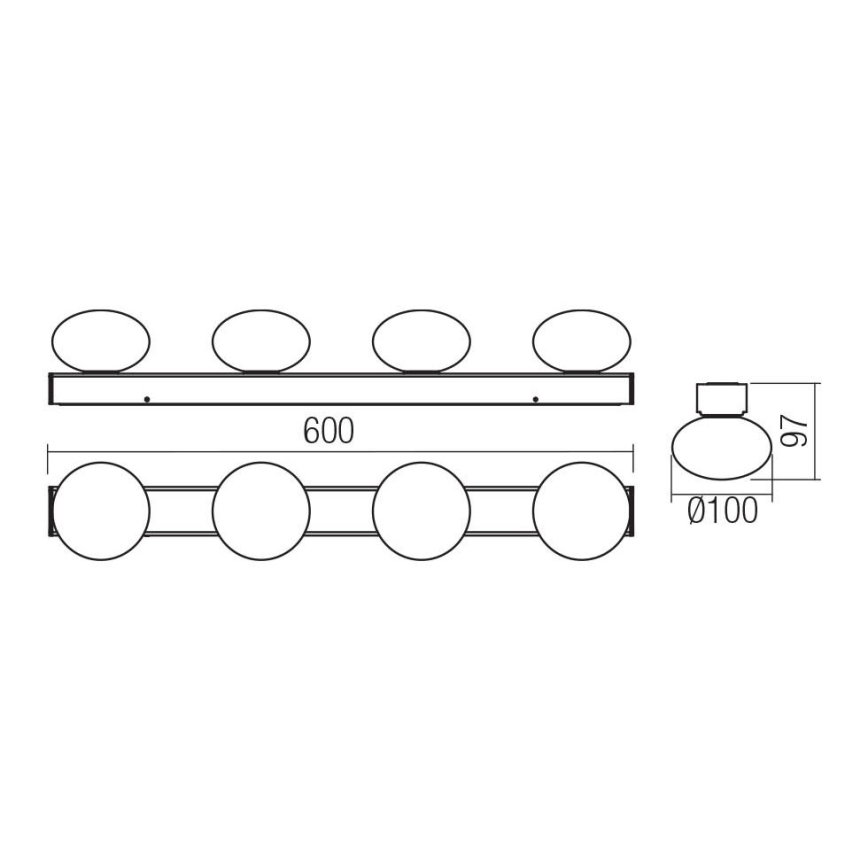 Redo 01-4310 - LED stropna svetilka za kopalnico OVUM 4xLED/5W/230V 3000/4000K CRI 90 IP44 bela/medeniна