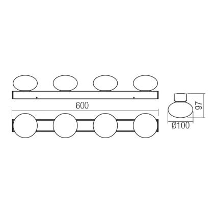 Redo 01-4311 - LED stropna svetilka za kopalnico OVUM 4xLED/5W/230V 3000/4000K CRI 90 IP44 bela/črna