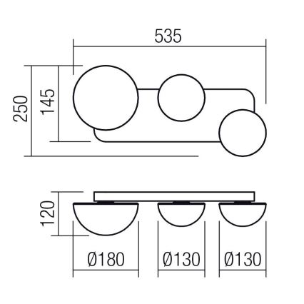 Redo 01-4329 - LED stensko svetilo LUMIEN 3xLED/18W/230V 2700/3000K CRI 90 bela/zlata