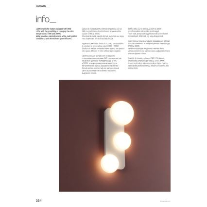 Redo 01-4330 - LED stensko svetilo LUMIEN 3xLED/18W/230V 2700/3000K CRI 90 bela/črna