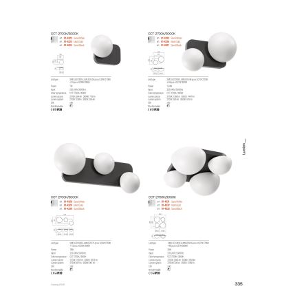 Redo 01-4330 - LED stensko svetilo LUMIEN 3xLED/18W/230V 2700/3000K CRI 90 bela/črna