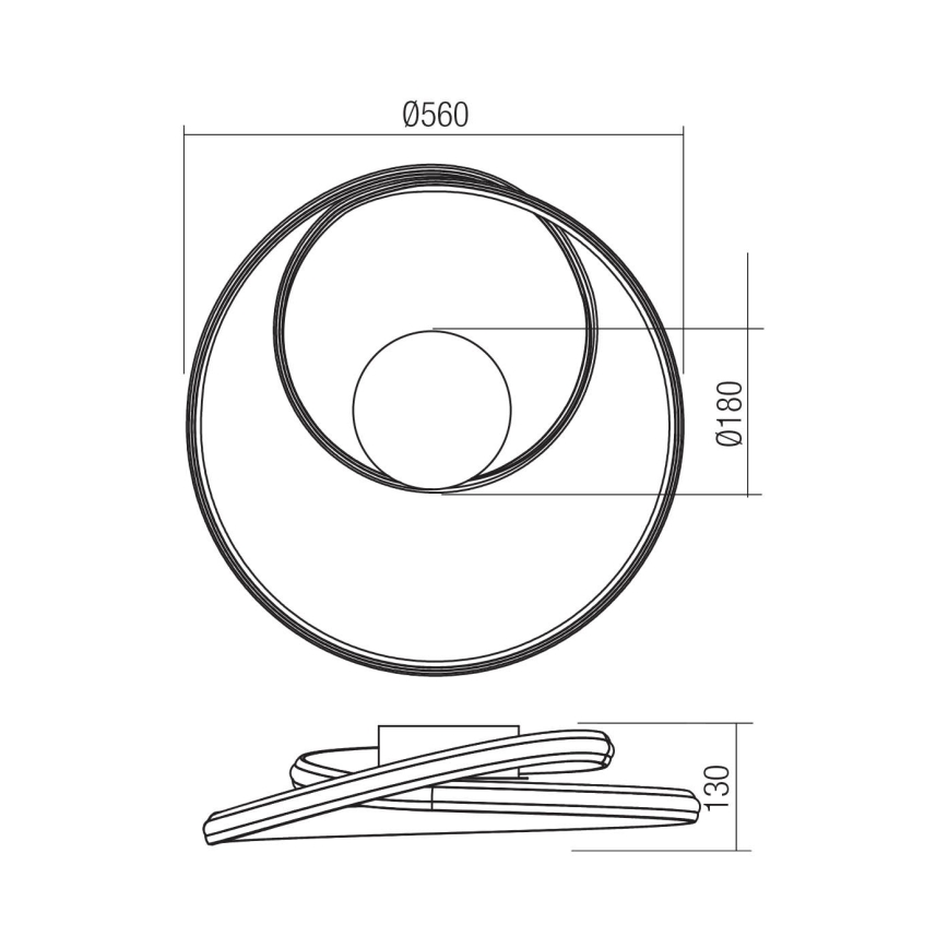 Redo 01-4359 - Zatemnjevalna LED stropna svetilka TORSION LED/40W/230V 2700/3000/4000K CRI 90, premer 56 cm, črna