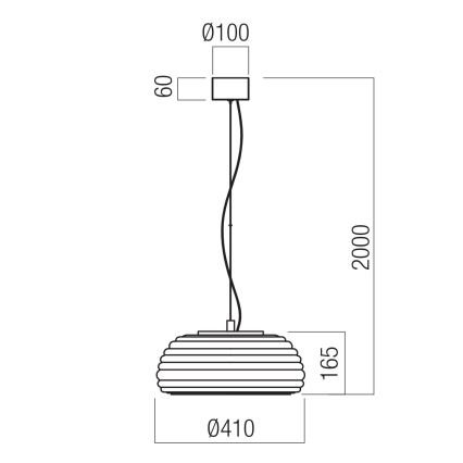 Redo 01-4543 - LED zatemljiv viseči lestenec na kablu ONDULA LED/16W/230V 2700K/3000K CRI 90 premer 41 cm črna/dimna