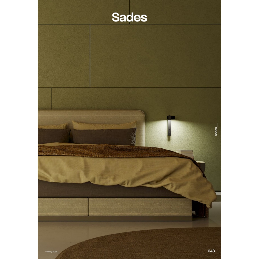 Redo 01-4643 - LED stensko svetilo SADES LED/6W/230V CRI 90 USB črna