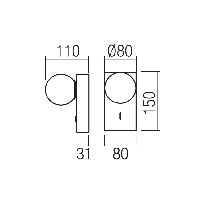 Redo 01-4657 - LED stensko svetilo NORMA LED/5W/230V CRI 90 USB belo/zlato