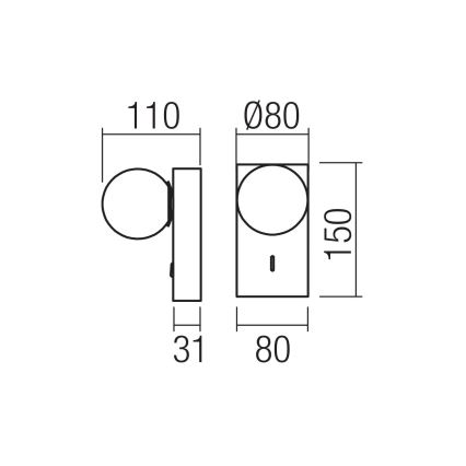 Redo 01-4658 - LED stensko svetilo NORMA LED/5W/230V CRI 90 USB bela/bronasta