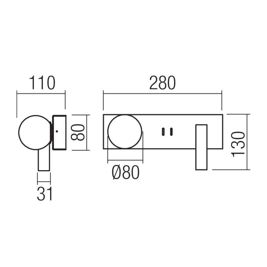 Redo 01-4662 - LED stensko svetilo NORMA LED/5W/230V + LED/3W CRI 90 USB belo/bronasto