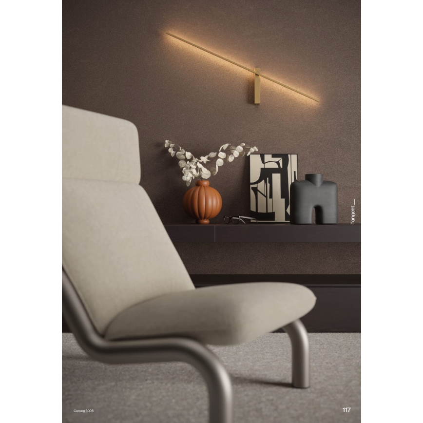 Redo 01-4672 - LED stensko svetilo TANGENT LED/6W/230V 2700/2850/3000K 73 cm CRI 90 zlato