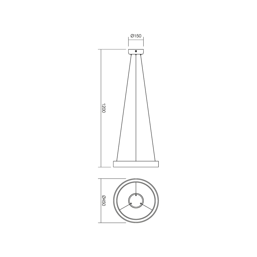 Redo 01-671 - LED Lestenec na vrvici LOOP LED/38W/230V pr. 45 cm bela