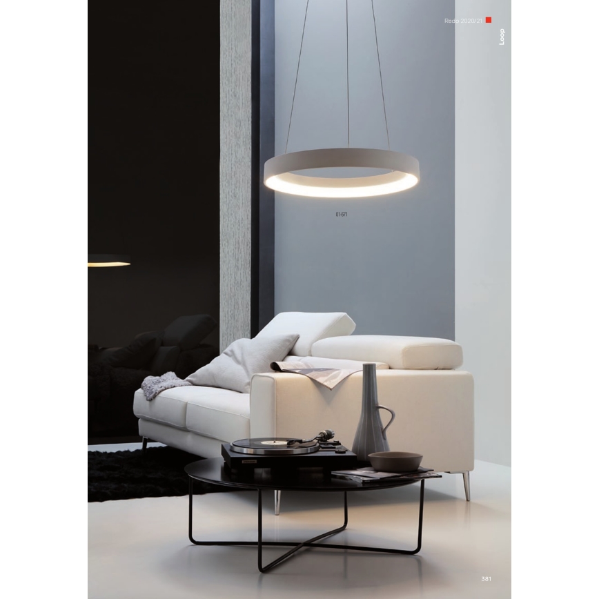 Redo 01-672 - LED Lestenec na vrvici LOOP LED/48W/230V pr. 60 cm bela