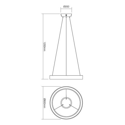Redo 01-672 - LED Lestenec na vrvici LOOP LED/48W/230V pr. 60 cm bela