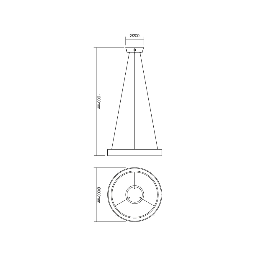 Redo 01-672 - LED Lestenec na vrvici LOOP LED/48W/230V pr. 60 cm bela